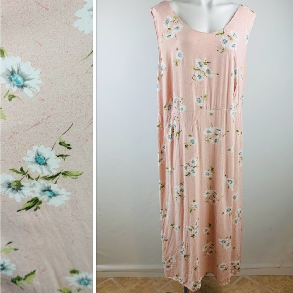 Vintage W&S II Pink Floral Maxi Sun Dress Size 22